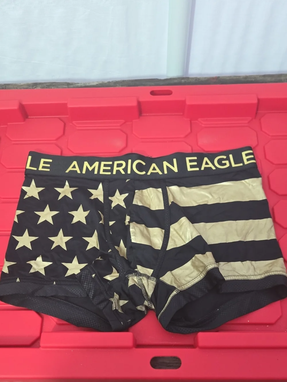 American Eagle Outfitters Black and Gold Star & Stripe Boxer Briefs